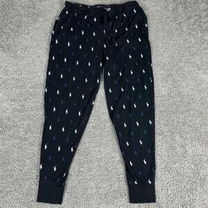 Polo Ralph Lauren Pajama Pants Mens Large Black Sleepwear Lounge Joggers Logo